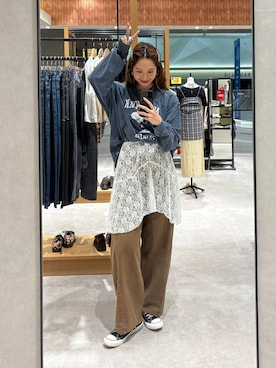 「LOWRYS FARM（ローリーズファーム）のマルチWAYレーススカート　497453（スカート）」を使った、ゆっぽんさん（レディース・172cm）の夏コーディネート