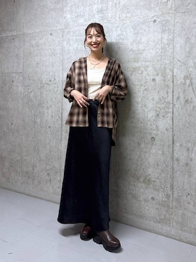 「LOWRYS FARM（ローリーズファーム）のストレッチサテンスカート　 290120（スカート）」を使った、ゆっぽんさん（レディース・172cm）の秋コーディネート