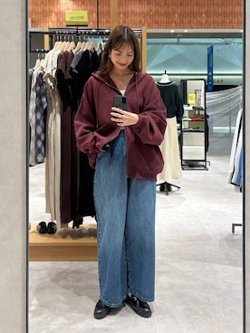 「アイテム（パーカー）」を使った、ゆっぽんさん（レディース・172cm・30代）の秋コーディネート