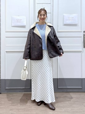 「アイテム（ムートンコート）」を使った、ゆっぽんさん（レディース・172cm・30代）の冬コーディネート