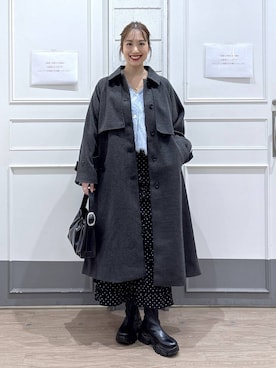 「アイテム（ステンカラーコート）」を使った、ゆっぽんさん（レディース・172cm・30代）の冬コーディネート