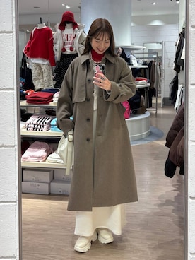「アイテム（ステンカラーコート）」を使った、ゆっぽんさん（レディース・172cm・30代）の秋コーディネート