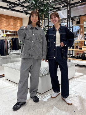「LOWRYS FARM（ローリーズファーム）の【LFM(U)】デニムタックワイドパンツ　 571356（デニムパンツ）」を使った、ゆっぽんさん（レディース・172cm・30代）の夏コーディネート