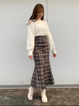 「NOMAE」｜「アイテム（スカート）」を使った、onewayさん（レディース・167cm）の秋コーディネート