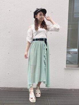「one way（ワンウェイ）のアイテム（サンダル）」を使った、onewayさん（レディース・153cm）の夏コーディネート