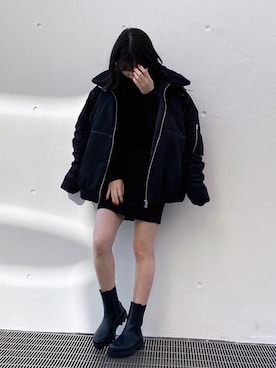 「one way（ワンウェイ）のアイテム（MA-1）」を使った、onewayさん（レディース・164cm）の冬コーディネート