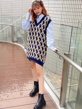 「one way（ワンウェイ）のアイテム（ブーツ）」を使った、onewayさん（レディース・155cm）の秋コーディネート