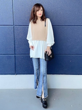 「one way（ワンウェイ）のアイテム（パンツ）」を使った、onewayさん（レディース・166cm）の秋コーディネート