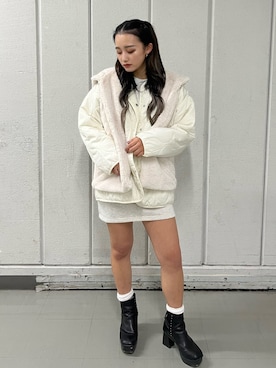 「one way（ワンウェイ）のアイテム（ノーカラージャケット）」を使った、onewayさん（レディース・158cm）の秋コーディネート