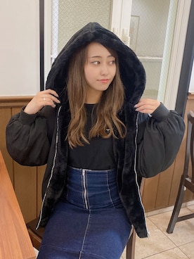 「ファー」｜「アイテム（MA-1）」を使った、onewayさん（レディース・153cm）の秋コーディネート