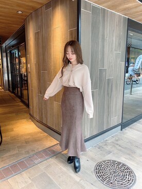 「NOMAE」｜「アイテム（スカート）」を使った、onewayさん（レディース・156cm）の秋コーディネート