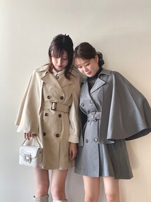ORGUE グレー ケープスタイル トレンチコート ORGUE グレー ケープスタイル トレンチコート