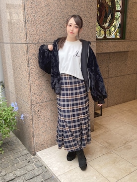 「ファー」｜「アイテム（MA-1）」を使った、onewayさん（レディース・153cm）の秋コーディネート