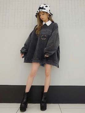 「one way（ワンウェイ）のアイテム（スウェット）」を使った、onewayさん（レディース・152cm）の秋コーディネート
