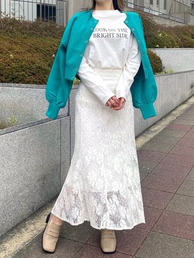 「NOMAE」｜「アイテム（スカート）」を使った、onewayさん（レディース・158cm）の春コーディネート
