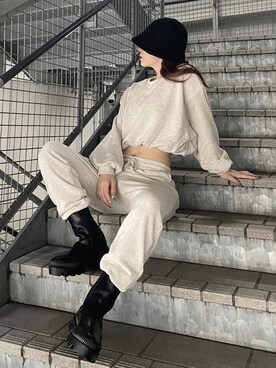 「one way（ワンウェイ）のアイテム（スウェット）」を使った、onewayさん（レディース・158cm）の秋コーディネート