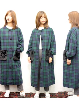 「秋冬」｜「アイテム（ノーカラーコート）」を使った、sandywearさん（レディース・165cm）の秋コーディネート