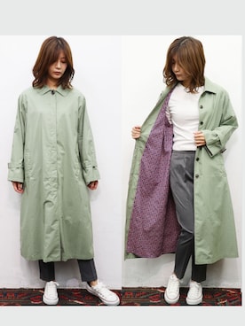 「春服デビュー宣言」｜「アイテム（ステンカラーコート）」を使った、sandywearさん（レディース・165cm）の春コーディネート