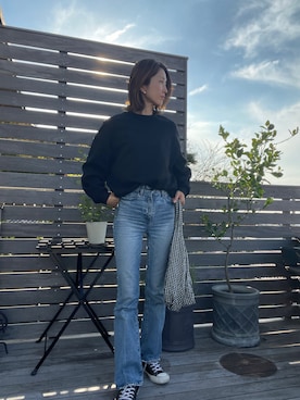 「CONVERSE（コンバース）のconverse コンバース ALL STAR 100 COLORS OX オールスター 100 カラーズ オックス 32861791 BLACK（スニーカー）」を使った、mikiさん（レディース・174cm）の秋コーディネート