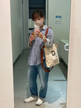 「アイテム（デジタル腕時計、ホワイト系）」を使った、冷え性のハイジさん（レディース・153cm）の秋コーディネート