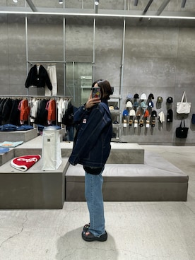 「Carhartt WIP（カーハートダブリューアイピー）のアイテム（ジャケット/アウター）」を使った、tweetychenさん（レディース・162cm）の冬コーディネート
