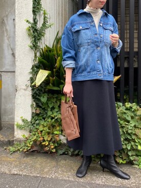 「フレンチカジュアル」｜「アイテム（デニムジャケット）」を使った、TANさん（レディース・157cm）の秋コーディネート