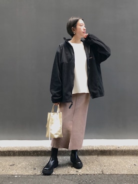 「un dix cors（アンディコール）のSUNRISE MILL(サンライズミル)　フリースジャケット（ブルゾン）」を使った、TANさん（レディース・157cm）の秋コーディネート