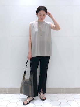 「ノースリーブニット」｜「アイテム（その他）」を使った、TANさん（レディース・157cm）の夏コーディネート