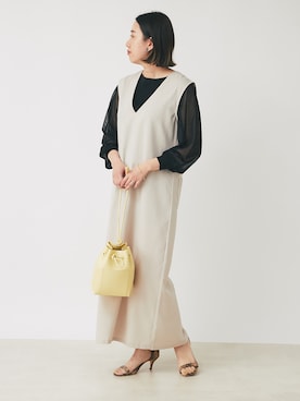 「Vネックワンピース」｜「アイテム（その他）」を使った、TANさん（レディース・157cm）の春コーディネート