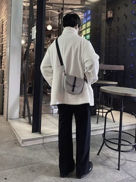 「GU（ジーユー）のアイテム（スラックス）」を使った、そらさん（メンズ・182cm）の冬コーディネート