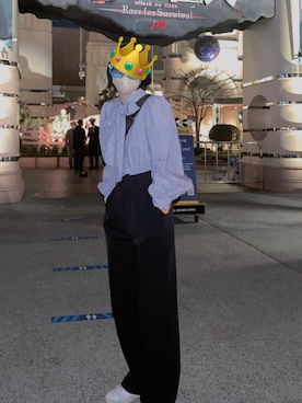 「ボウタイ」｜「アイテム（スラックス）」を使った、つりめさん（レディース・160cm）の春コーディネート