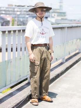 「アイテム（カーゴパンツ）」を使った、rai.さん（メンズ・160cm）の夏コーディネート