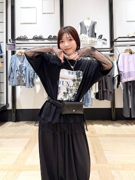 「LEPSIM（レプシィム）の2WAYギャザーパンツ　817068（その他パンツ、ブラック系）」を使った、kotomiさん（レディース・157cm）の夏コーディネート