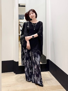「LEPSIM（レプシィム）の楊柳柄イージーパンツ　290321（その他パンツ、グレー系）」を使った、kotomiさん（レディース・157cm）の春コーディネート