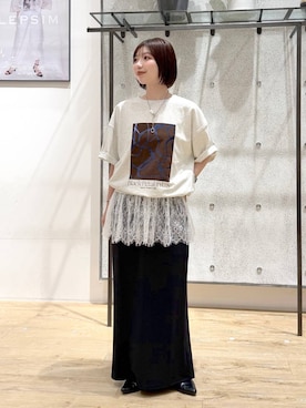 「LEPSIM（レプシィム）の裾アソートレイヤードキャミ　639411（キャミソール、ホワイト系）」を使った、kotomiさん（レディース・157cm）の夏コーディネート