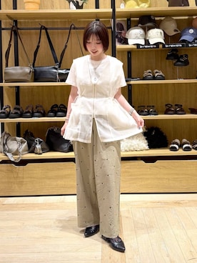 「LEPSIM（レプシィム）のスムースベーシックT2　639421（Tシャツ/カットソー、ホワイト系）」を使った、kotomiさん（レディース・157cm）の夏コーディネート