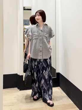 「LEPSIM（レプシィム）の楊柳柄イージーパンツ　290321（その他パンツ、グレー系）」を使った、kotomiさん（レディース・157cm）の春コーディネート