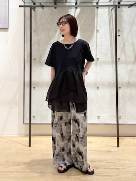 「LEPSIM（レプシィム）のメタルストラップサンダル　638841（サンダル、ブラック系）」を使った、kotomiさん（レディース・157cm）の春コーディネート