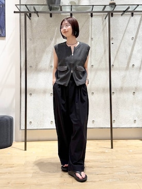 「LEPSIM（レプシィム）の12ゲージWZIPベスト　1051027（ベスト、グレー系）」を使った、kotomiさん（レディース・157cm）の夏コーディネート