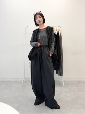 「LEPSIM（レプシィム）のアソート伊達メガネ　630043（メガネ、ブラック系）」を使った、kotomiさん（レディース・157cm）の夏コーディネート