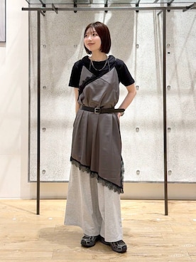 「LEPSIM（レプシィム）のカットイージーワイドパンツ　499173（その他パンツ、グレー系）」を使った、kotomiさん（レディース・157cm）の春コーディネート