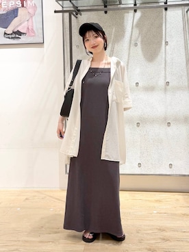 「LEPSIM（レプシィム）のサラキレポンチョチュニックSS　290265（シャツ/ブラウス、ホワイト系）」を使った、kotomiさん（レディース・157cm）の春コーディネート