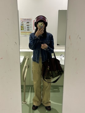 「アイテム（カーゴパンツ）」を使った、ミカさん（レディース・157cm）の秋コーディネート