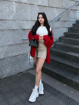 「SETUP7（セットアップセブン）のアイテム」を使った、LALAさん（レディース・157cm）の冬コーディネート