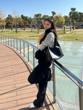 「アイテム（サングラス）」を使った、LALAさん（レディース・157cm）の秋コーディネート