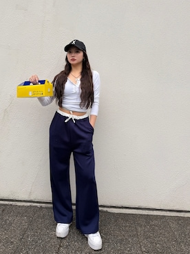 「VARZAR（バザール）のアイテム（キャップ）」を使った、LALAさん（レディース・157cm）の春コーディネート