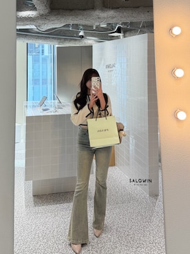 「アイテム（ノーカラージャケット）」を使った、LALAさん（レディース・157cm）の春コーディネート