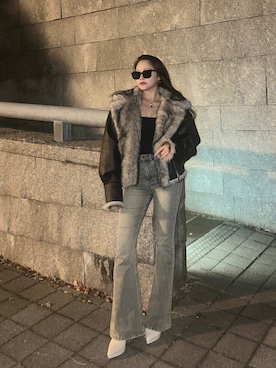 「アイテム（ブルゾン）」を使った、LALAさん（レディース・157cm）の秋コーディネート