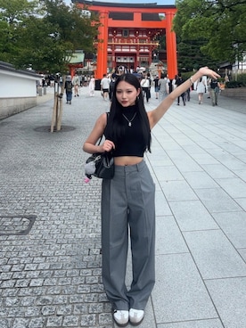 「アイテム（スラックス）」を使った、LALAさん（レディース・157cm）の夏コーディネート