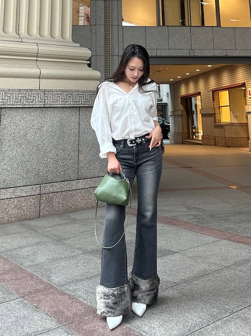 LAGUA GEM ジーンズ デニム デニムパンツ FAUX FUR フレアデニム